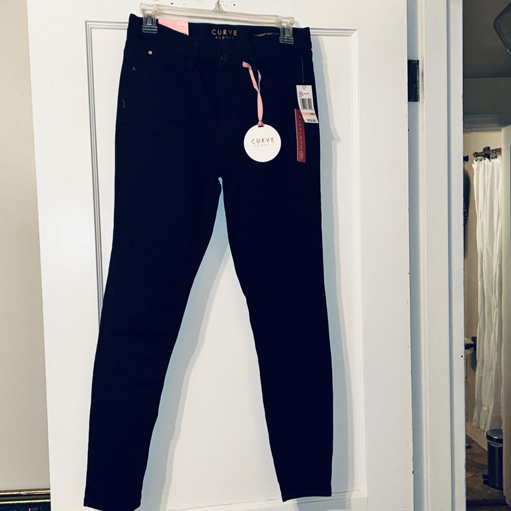 Curve Appeal Black Skinny Jeans with Comfort Waist size 2 / 26 NWT